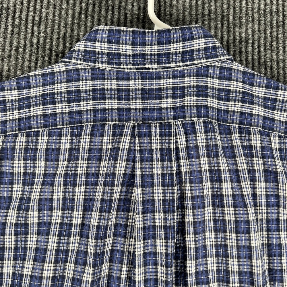 Ralph Lauren Shirt Mens Large Blue Plaid Seersucker Short Sleeve Button Down - Picture 10 of 10